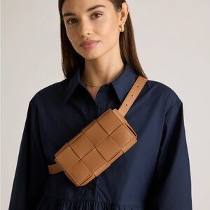 Quince Italian Leather Handwoven Box Belt Bag